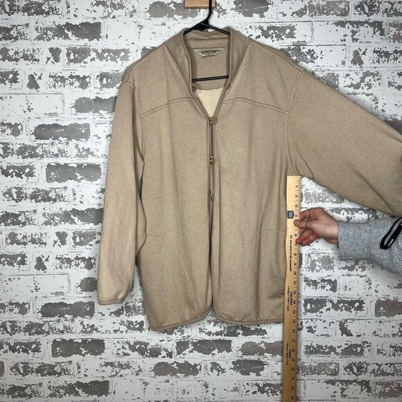 Orvis | women vintage lightweight tan jacket with leather accents - Picture 4 of 11